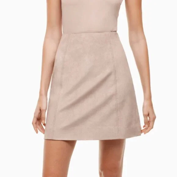 Aritzia Babaton Hopper Tan Beige Faux Suede Mini Skirt - Picture 1 of 5